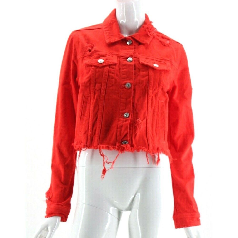 Veronica Beard Red Distressed Cara Jacket Small